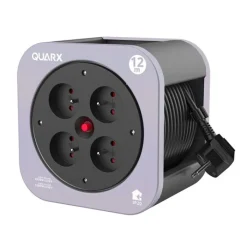 Enrouleur SBOX 4 prises Gris - Cable 12m Prise, Multiprise, Rallonge