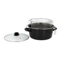 Outlet Friteuse 26cm acier émaillé panier + couvercle Friteuse