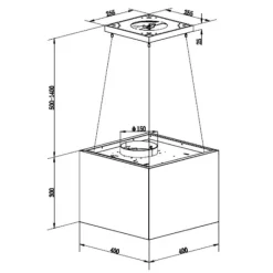 Hot Hotte îlot IH 40 ST X 302C Hotte Décorative