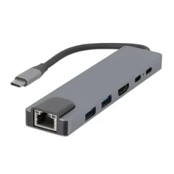 Outlet HUB USB-C 6-en-1 avec HDMI, RJ45, USB 3.0, USB-C PD Hub, Dock, Lecteur De Carte