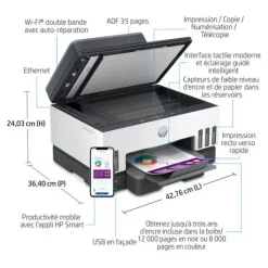 Hot Imprimante Smart Tank 7606 multifonction + fax à réservoir Imprimante