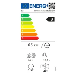 Clearance Lave-vaisselle 14 couverts BDFN26452G 14S44 B Lave-Vaisselle Pose Libre 60 Cm