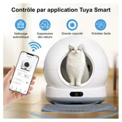 Hot Litière auto nettoyante 72L avec caméra Produits Animaux