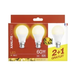 Outlet Lot de 3 Ampoules B22 Led, Ampoules