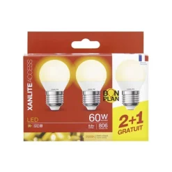 Clearance Lot de 3 Ampoules E27 Type P45 Led, Ampoules