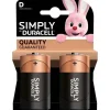 Hot Lot de 2 Piles Simply D - LR20 Pile - Chargeur