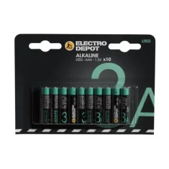 Discount Lot de 10 Piles ELECTRO DÉPÔT Alcaline AAA - LR03 Pile - Chargeur