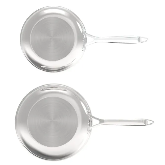 Hot Lot de 2 poêles inox 18/10 triply 24 28cm Poêle