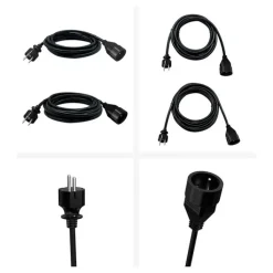 Online Lot de 2 Rallonges 3m+5m Noire Prise, Multiprise, Rallonge