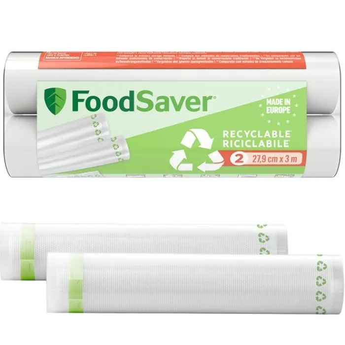 New Lot de 2 rouleaux de sacs recyclables FOODSAVER 28cm X 3m Accessoires Fait Maison