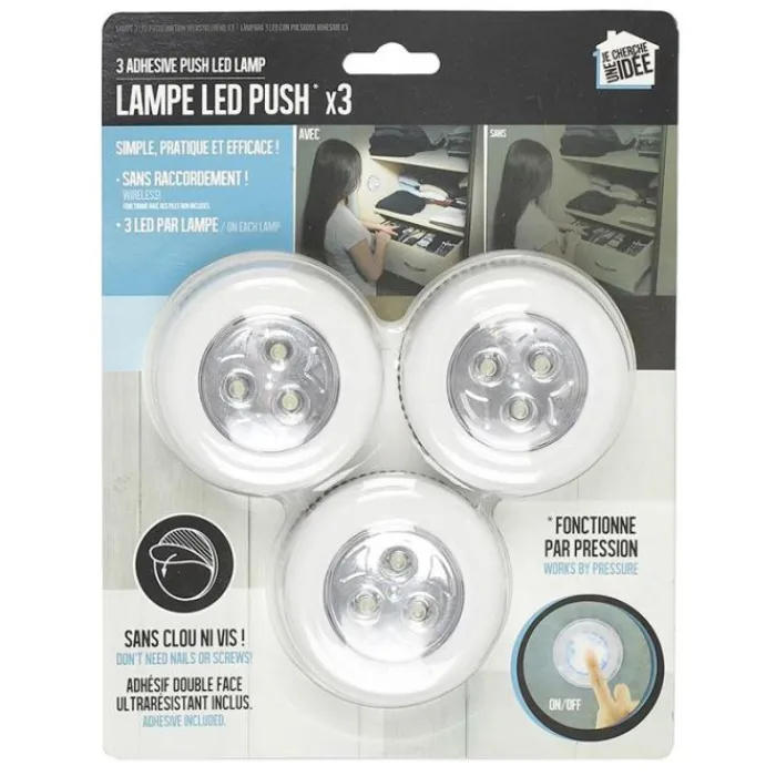 New Lot de 3 Spots lumière Push&Light Eclairage