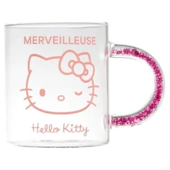 Hot Mug verre 30CL Hello Kitty anse paillettes Cafetière Italienne