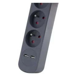 Discount Multiprise 5 prises + 2 USB-A avec interrupteur Noire - Cable 1.5m Prise, Multiprise, Rallonge