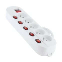 Sale Multiprise 5 prises avec 6 interrupteurs Blanche - Cable 1.5m Prise, Multiprise, Rallonge