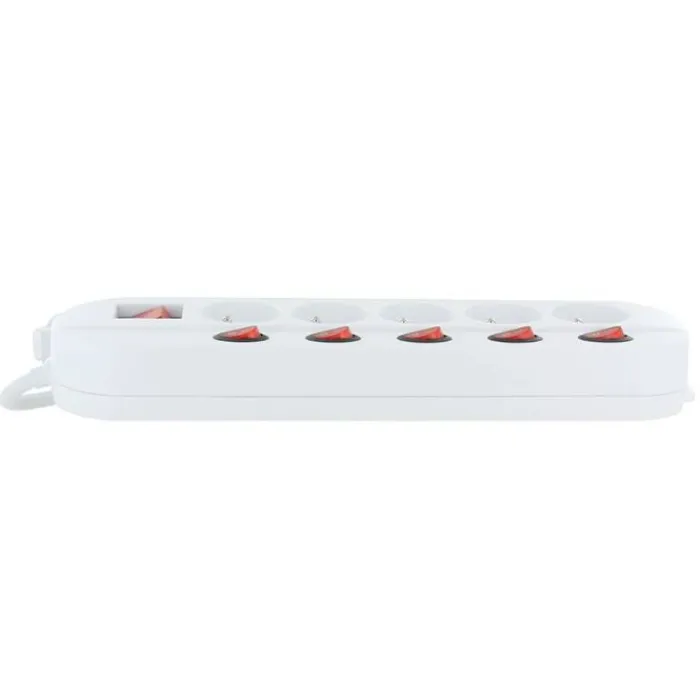 Sale Multiprise 5 prises avec 6 interrupteurs Blanche - Cable 1.5m Prise, Multiprise, Rallonge