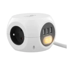 Outlet Multiprise 2 en 1 3 prises + 3 USB Blanche - Cable 1.43m Prise, Multiprise, Rallonge