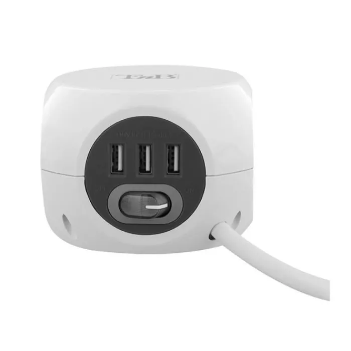 Outlet Multiprise 2 en 1 3 prises + 3 USB Blanche - Cable 1.43m Prise, Multiprise, Rallonge