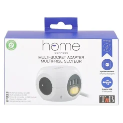 Outlet Multiprise 2 en 1 3 prises + 3 USB Blanche - Cable 1.43m Prise, Multiprise, Rallonge