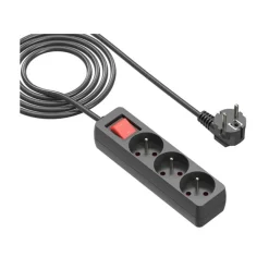 Hot Multiprise 3 prises avec interrupteur Noire - Cable 1m Prise, Multiprise, Rallonge