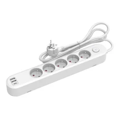 Clearance Multiprise 5 prises + 2 USB-A + 1 USB-C avec interrupteur Blanc - Cable 1.5m Prise, Multiprise, Rallonge