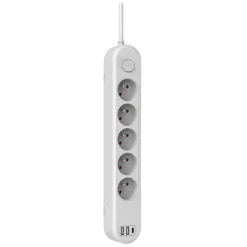 Clearance Multiprise 5 prises + 2 USB-A + 1 USB-C avec interrupteur Blanc - Cable 1.5m Prise, Multiprise, Rallonge