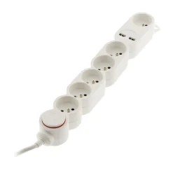 Clearance Multiprise 6 prises + 2 USB-A avec interrupteur Blanche - Cable 1.5m Prise, Multiprise, Rallonge