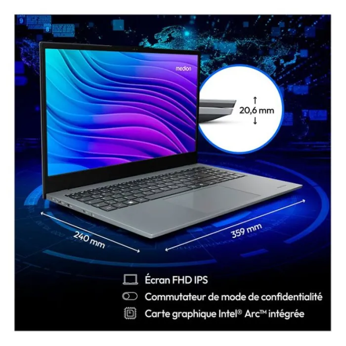 Sale Ordinateur Portable 15,6" AKOYA E15443 - Intel Ultra 5/16Go/Arc / IA boost Ordinateur Portable