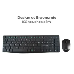 Clearance Pack ELITE wireless combo - Clavier et Souris Sans Fil + Tapis AZERTY Slim Design Clavier Pc