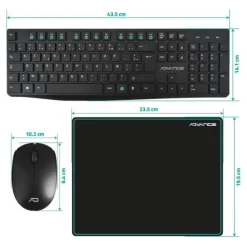 Clearance Pack ELITE wireless combo - Clavier et Souris Sans Fil + Tapis AZERTY Slim Design Clavier Pc