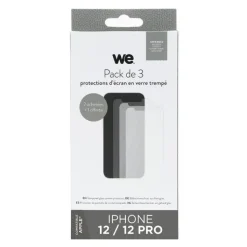 New Pack de 3 Films de protection APPLE iPhone 12/12 Pro Coque, Verre Trempé, Étui