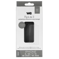 Outlet Pack de 3 Films de protection APPLE iPhone 7/8/SE Coque, Verre Trempé, Étui