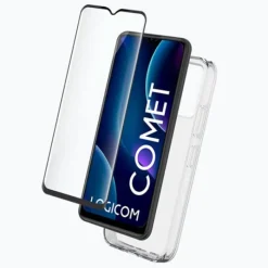 Discount Pack Film de protection + Coque LOGICOM Comet Coque, Verre Trempé, Étui