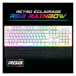Online Pack Gamer - Clavier Sans Fil AZERTY FR RGB + Souris 4800 DPI, Rechargeable, Aluminium, PC/PS4/PS5/Xbox - Blanc Clavier Gaming