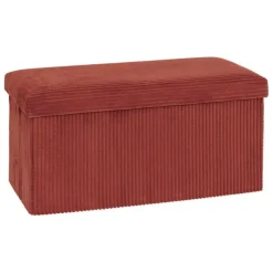 New Pouf double 76x38x38cm velours terracotta Mobilier, Décoration
