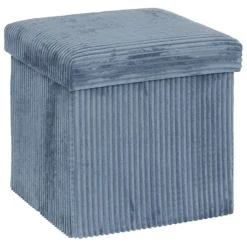 Sale Pouf pliable 38Xx38cm velours bleu Mobilier, Décoration