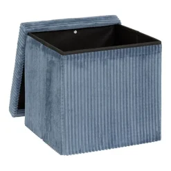 Sale Pouf pliable 38Xx38cm velours bleu Mobilier, Décoration