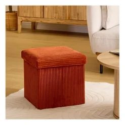 Online Pouf pliable 38x38x38 cm velours terraccotta Mobilier, Décoration