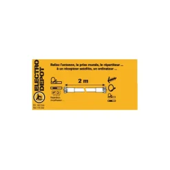 Prolongateur F MALE / MALE 2 mètres Câble Tv Et Fiches Coaxiales