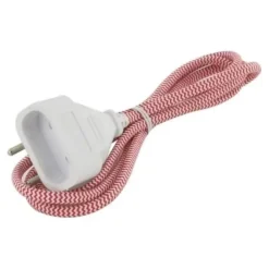 Discount Rallonge 6A 1.5m textile Rouge et blanche Prise, Multiprise, Rallonge