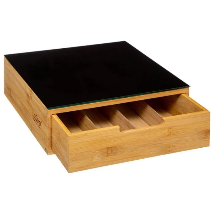 Outlet Rangement dosettes tiroir bambou/noir Cafetière Italienne