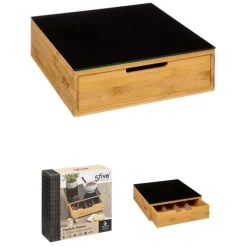 Outlet Rangement dosettes tiroir bambou/noir Cafetière Italienne