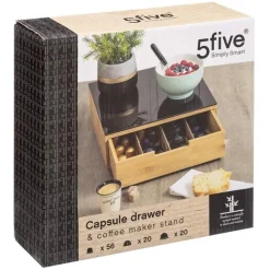 Outlet Rangement dosettes tiroir bambou/noir Cafetière Italienne