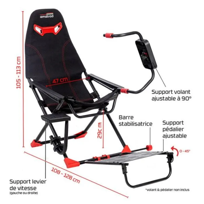 Discount Siège de simulation AMS-RACING-SIM noir Simulation