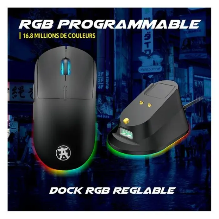 Souris gaming OTAKU M06WL 7200Dpi avec base de recharge magnétique Souris, Tapis|Souris, Tapis Gaming