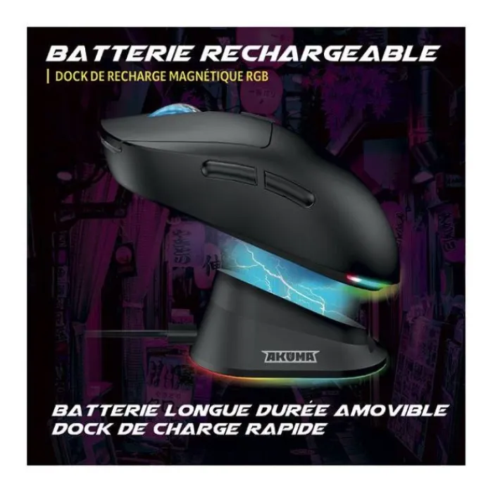 Souris gaming OTAKU M06WL 7200Dpi avec base de recharge magnétique Souris, Tapis|Souris, Tapis Gaming