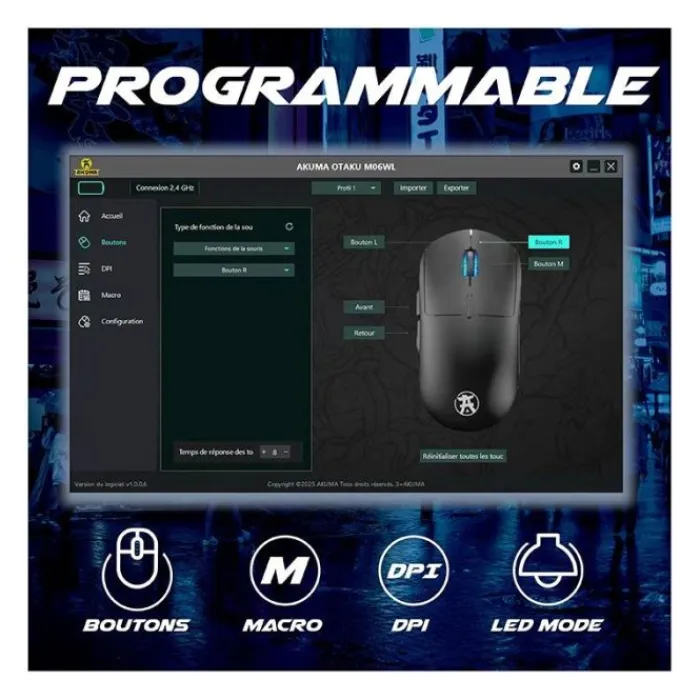 Souris gaming OTAKU M06WL 7200Dpi avec base de recharge magnétique Souris, Tapis|Souris, Tapis Gaming