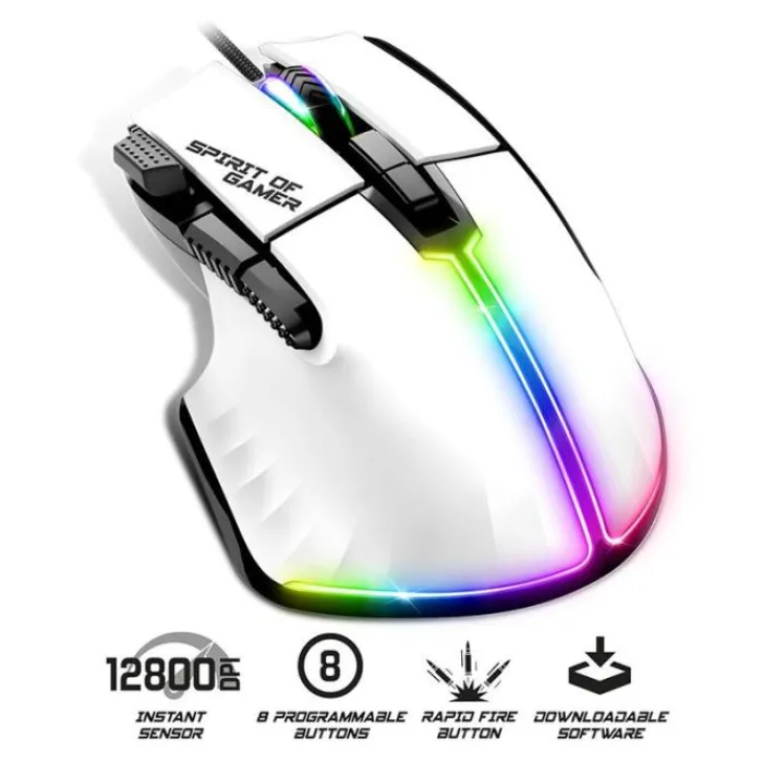 Best Souris gaming PRO M5 Blanche Filaire 12800Dpi Souris, Tapis|Souris, Tapis Gaming