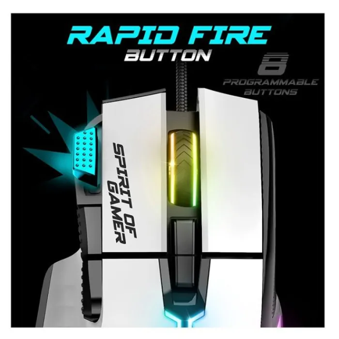Best Souris gaming PRO M5 Blanche Filaire 12800Dpi Souris, Tapis|Souris, Tapis Gaming