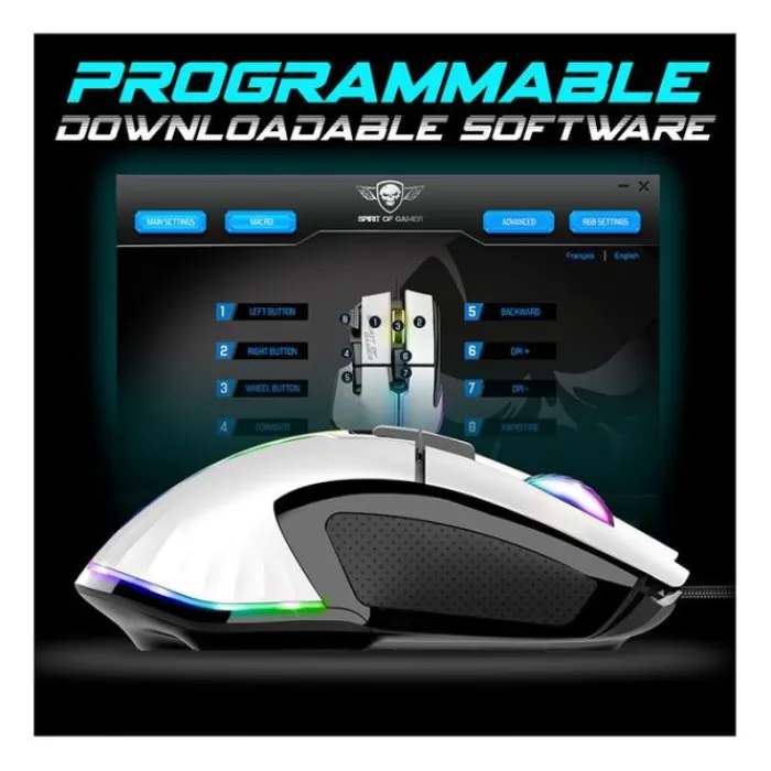 Best Souris gaming PRO M5 Blanche Filaire 12800Dpi Souris, Tapis|Souris, Tapis Gaming