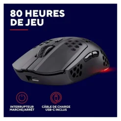 Souris gaming HELOX sans fil Noir 4800Dpi ultra légère Souris, Tapis|Souris, Tapis Gaming